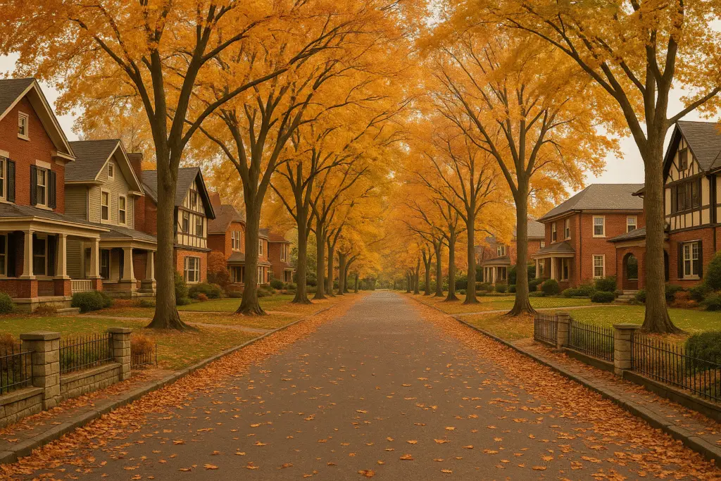 Tree-lined street in Hyde Park Cincinnati