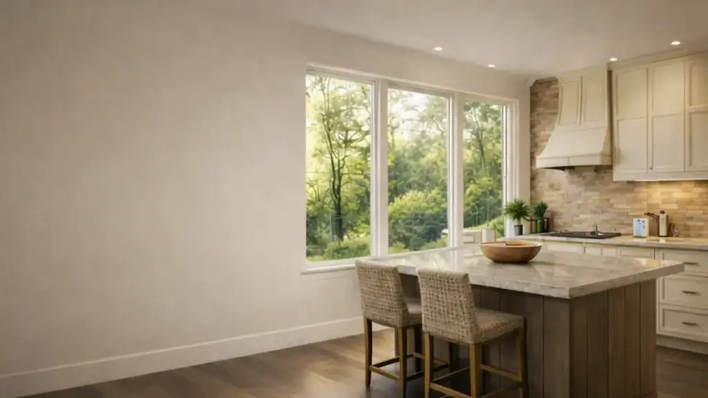 Bright, spotless upscale home interior with wooded views in Indian Hill, Ohio.